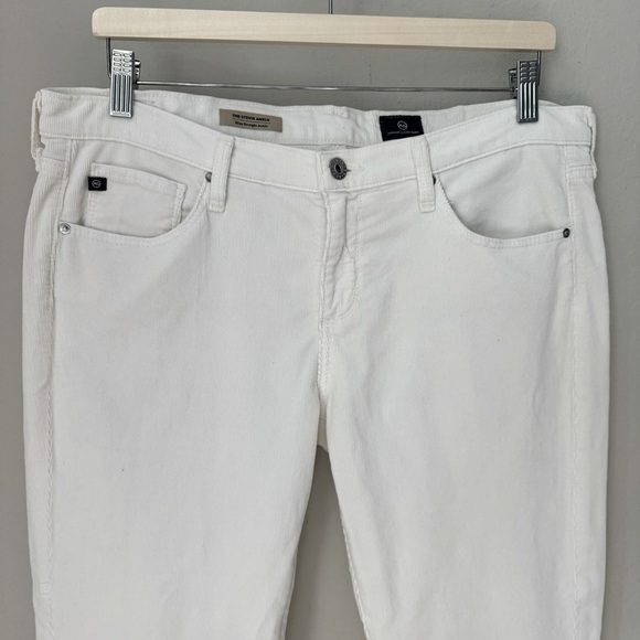 AG The Stevie Slim Straight Ankle Jeans Corduroy Cords Creme Ivory Stretch Sz 32 - Picture 7 of 16